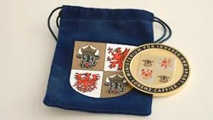 Landesmünze Mecklenburg Vorpommern und Münzsäckchen mit Wappen