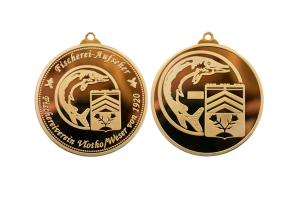 Fischerei Medaille Gold Öse